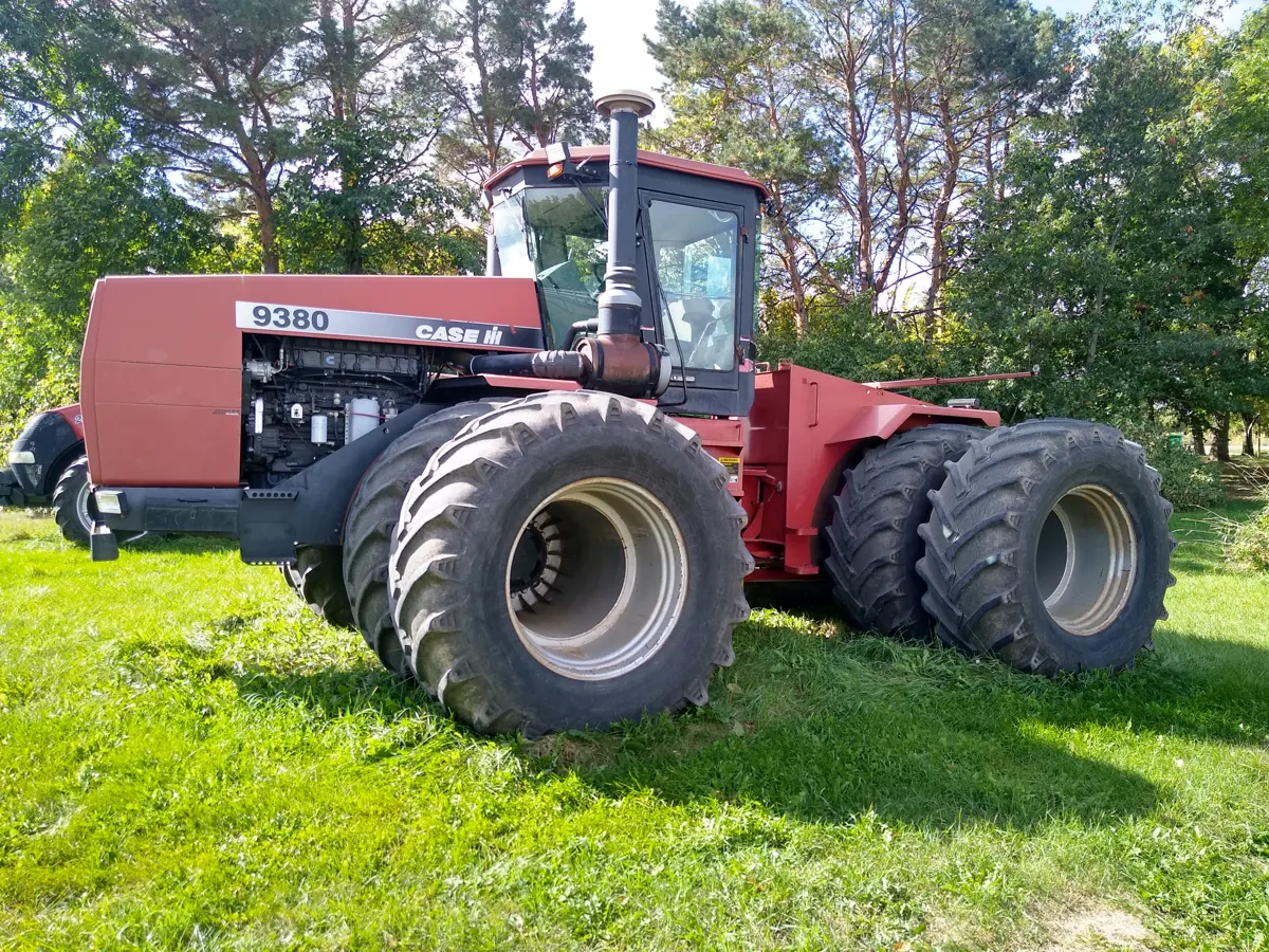 Case IH 9380 four wheel drive tractor documented during an agricultural equipment appraisal