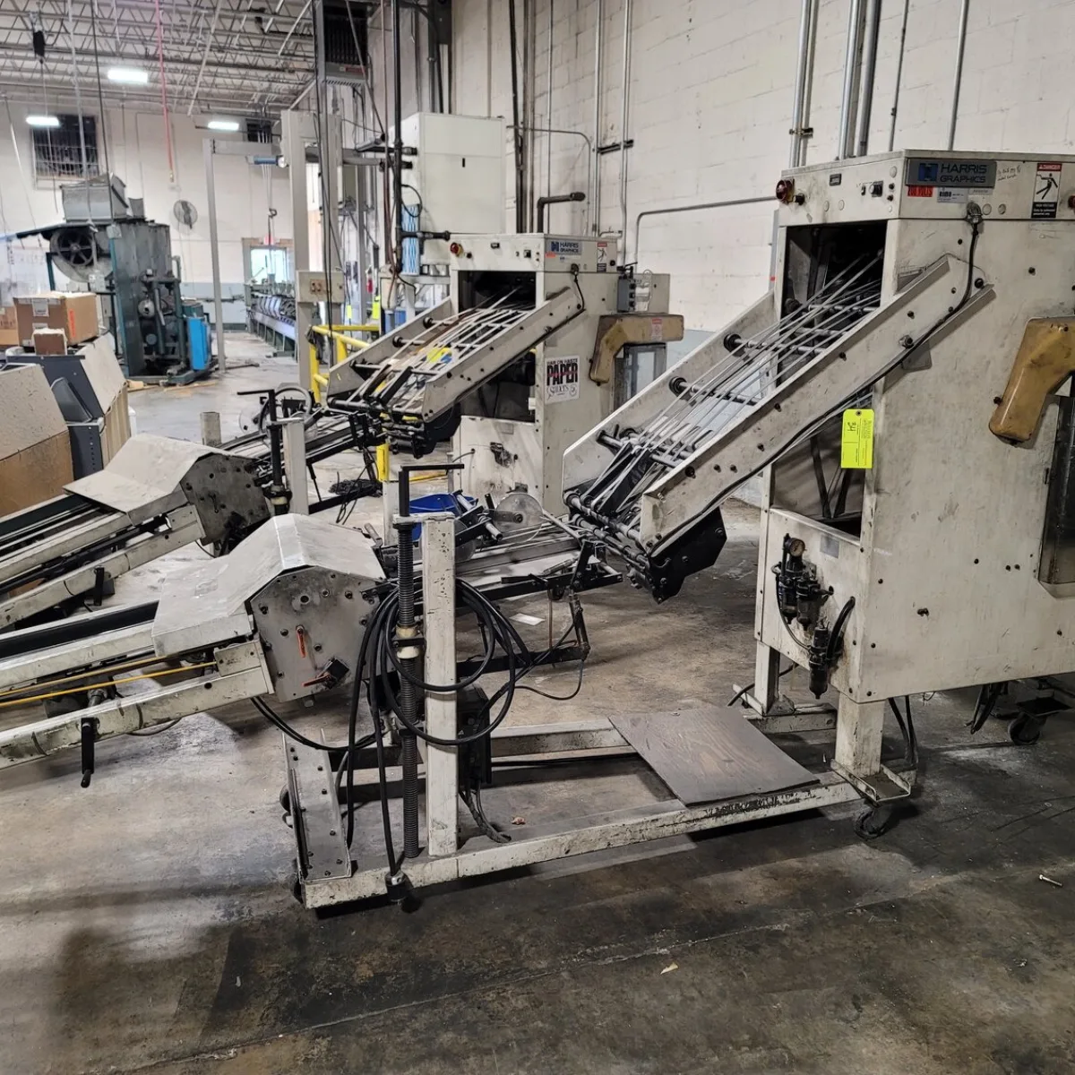 Print production and finishing equipment on a plant floor